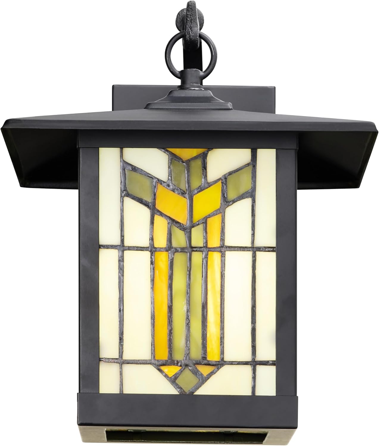 RIVER OF GOODS Stained Glass Outdoor Light Fixture - 11.75" H - Mission Style Porch Light - ‎Lily