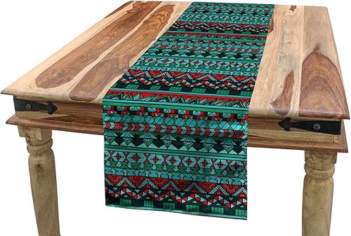 Ambesonne - Camino de mesa, mantel de tela multicolor con estampado digital