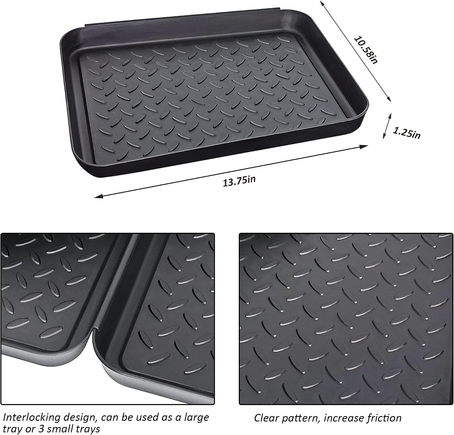 Boot Tray Shoe Tray for Entryway Indoor, 3 Pack Small Shoe Mat Tray,Plastic Boot Mat Tray w/Lip, Utility Mats for Dogs-Rubber Shoe Mat-Trash Can Mat-Water Cooler Mat-Wet Shoe Mats -Pet Food Tray