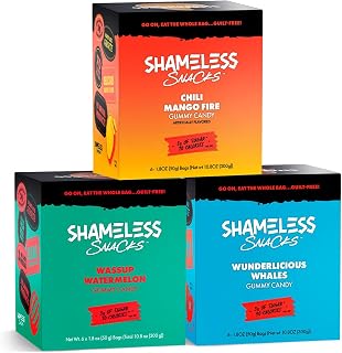 Shameless Snacks - Low Carb Keto Gummies Gluten Free Candy Bundle - Watermelon, Wunderlicious Whales, Chili Mango
