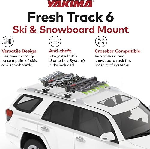 Miniatura 3 de YAKIMA, FreshTrack - Soporte de esquí y snowboard, se adapta a la mayoría de portaequipajes