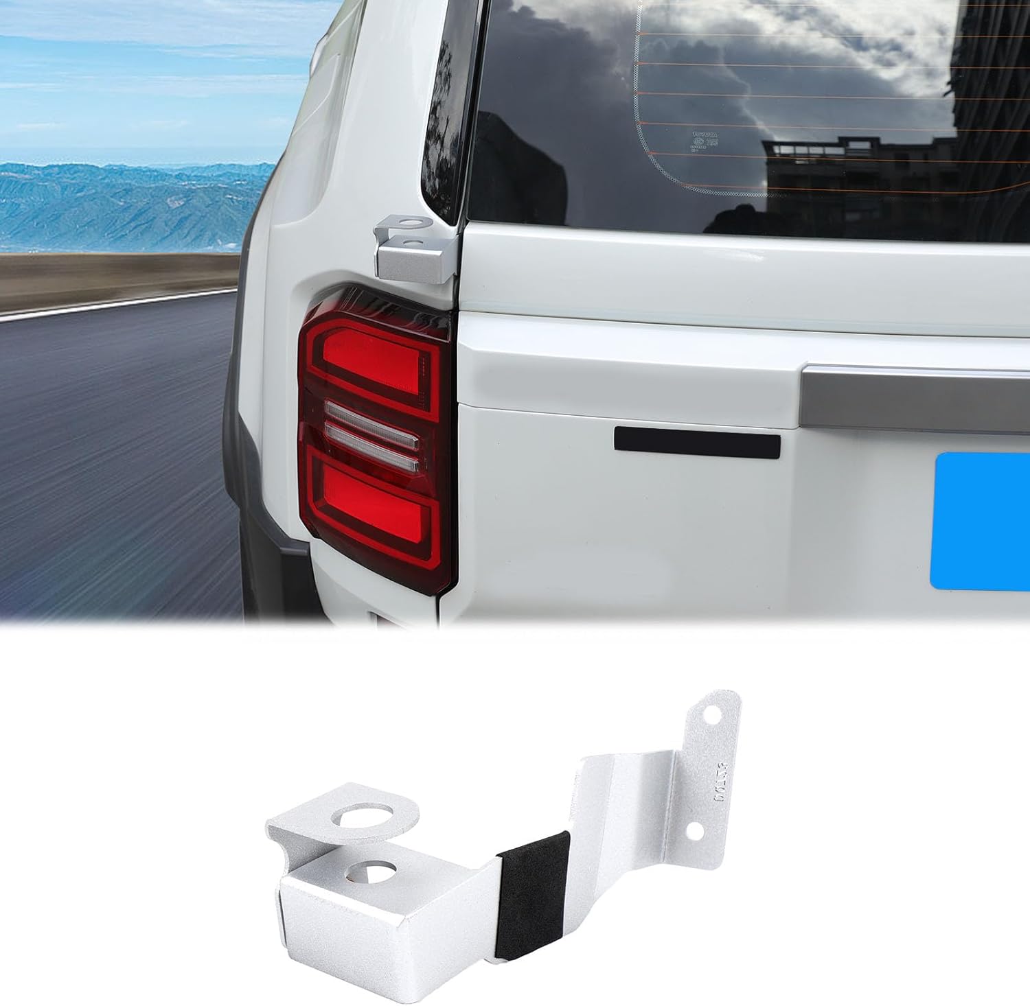 Tailgate Antenna Bracket Compatible with Toyota Land Cruiser Prado 250 J250 LC250 2024 2025,Carbon Steel Rear Door Left Side Antenna Bracket Holder Stand Exterior Accessories (Silver)