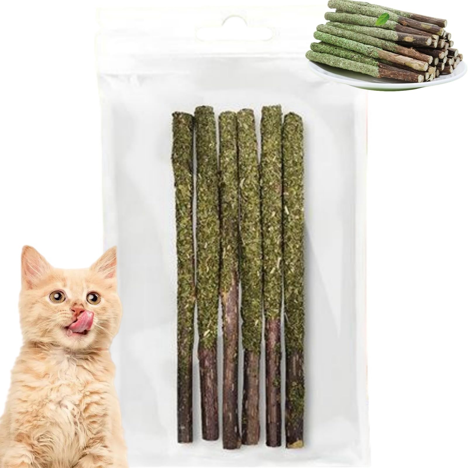 6PCS Cat Grass Teething Stick,Cat Grass Chew Stick,Cat Dental Sticks for Indoor Cats,Catnip Sticks for Hairball Removal,Cat Teeth Cleaning Cat Grass Stick,Cat Dental Toy,Cat Dental Chew Sticks