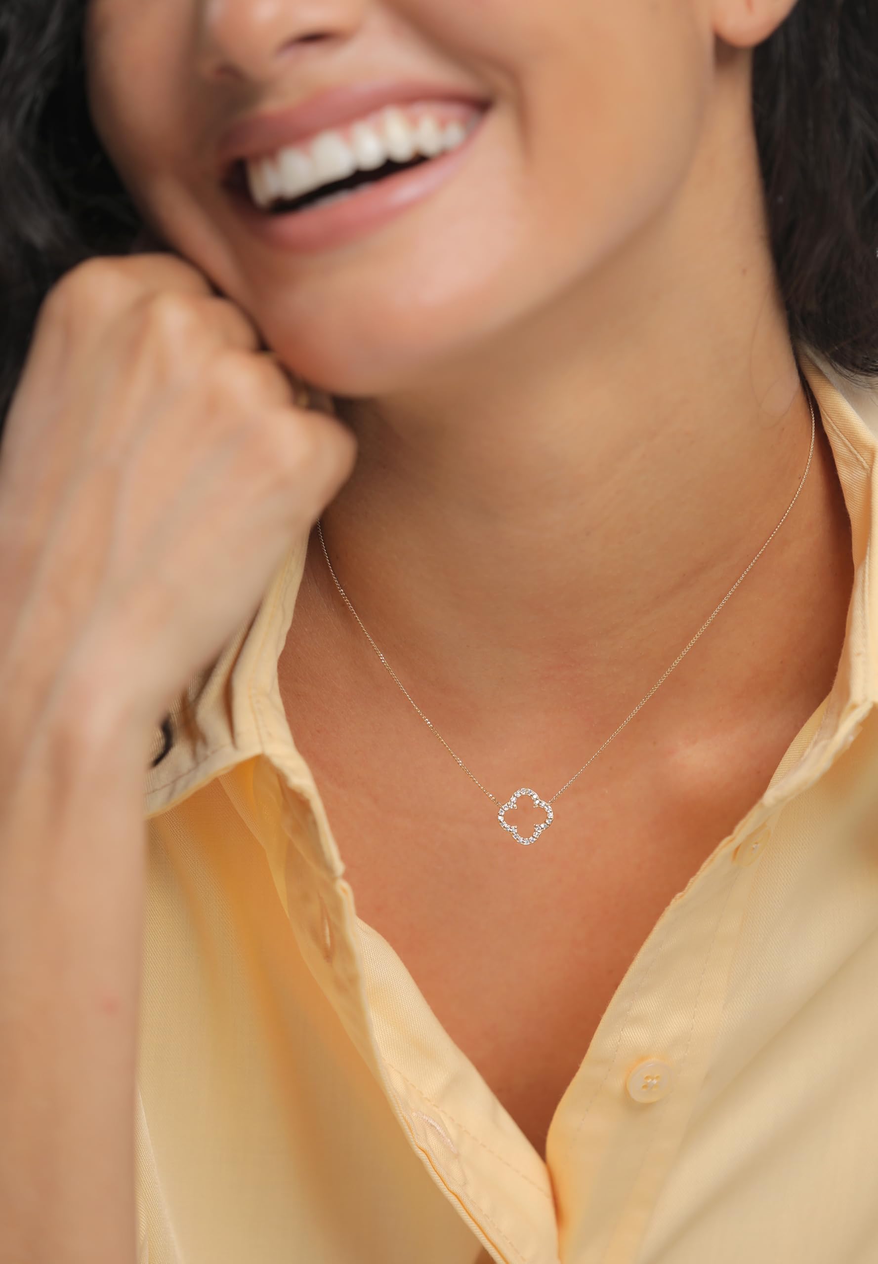 Elli Halskette Damen Kleeblatt Anhänger Elegant Glück mit Zirkonia | Kristallen 925 Silber Vergoldet