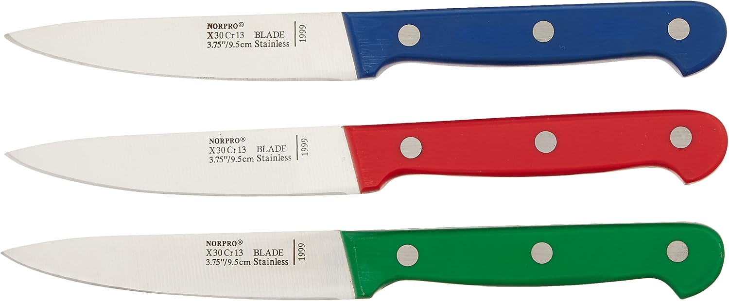 Norpro Colored Paring Knife Set, 3-Piece, Multicolored