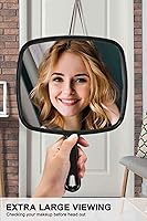 Vista 2 de Espejo de mano, espejo de mano extra grande para peluquería de peluquería con asa para salón, cuadrado