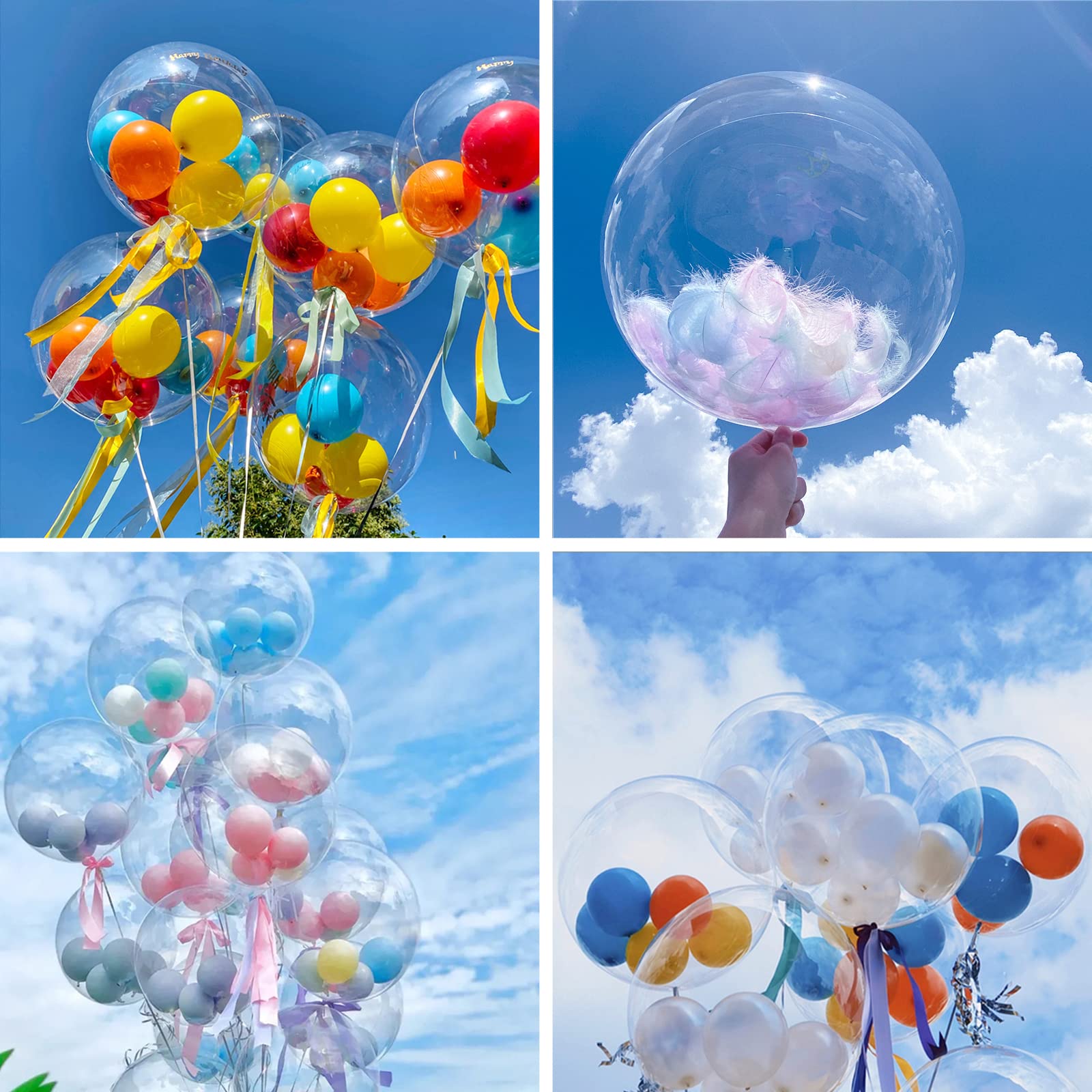 20 pièces Bulles en Plastique, Ballons à Bulles Non Toxiques, Jouets à faciles et Amusants pour l'école, fête, intérieur, extérieur, pour Enfants, Couleur aléatoire, souffler, Ballons