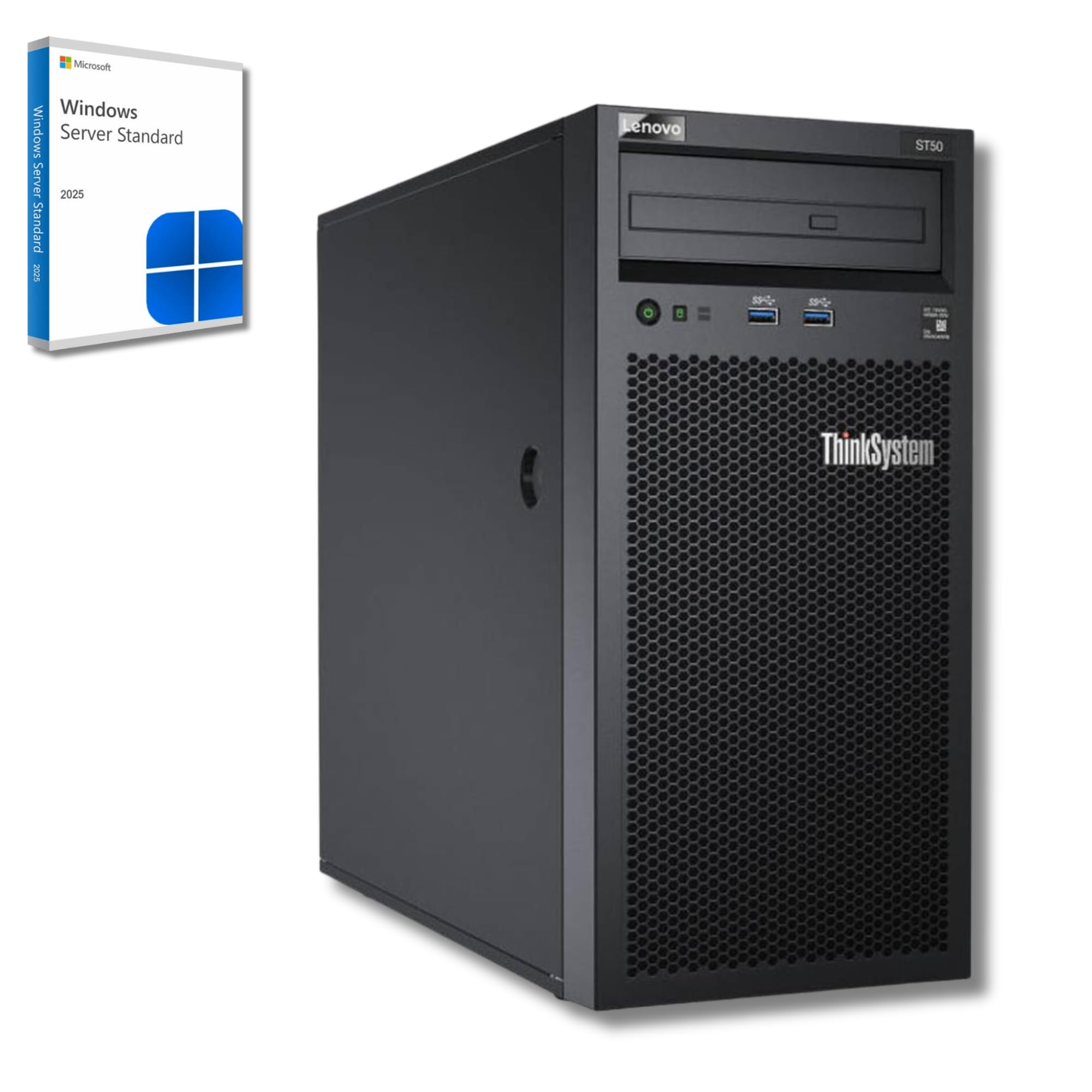 Lenovo ThinkSystem ST50 Server Intel Xeon E-2224G 16 GB ECC RAM 2×1 TB SSD Win Server 2025 Standard Generalüberholt