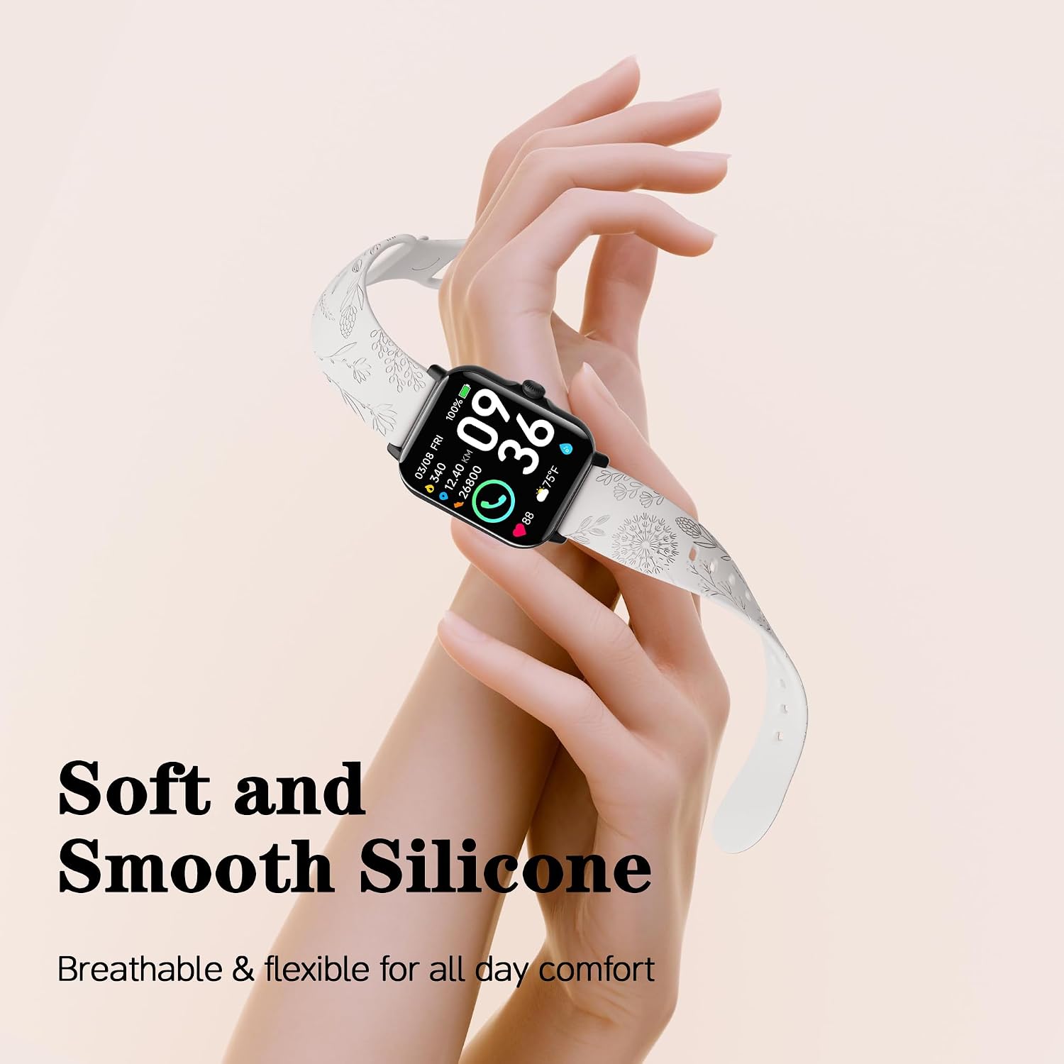 Sunnyson ID208 Plus Smart Watch Band，22mm Soft Silicone Straps for Fitpolo/Quican/Aeac/Tensky ID208 Plus Smartwatch Band for Women Men image 4