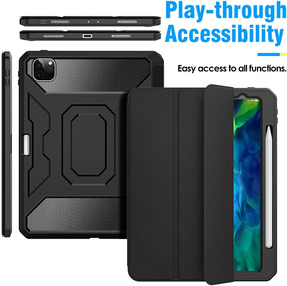 Bеѕt Quаlіtу 🔥 Dadanism Full-Body Case for iPad Pro 11 2020 with Pencil Holder (11 inch), [Built-in Screen Protector] [Support Apple Pencil Charging] Heavy Duty Shockproof Protective Cover, Auto Sleep/Wake - Black