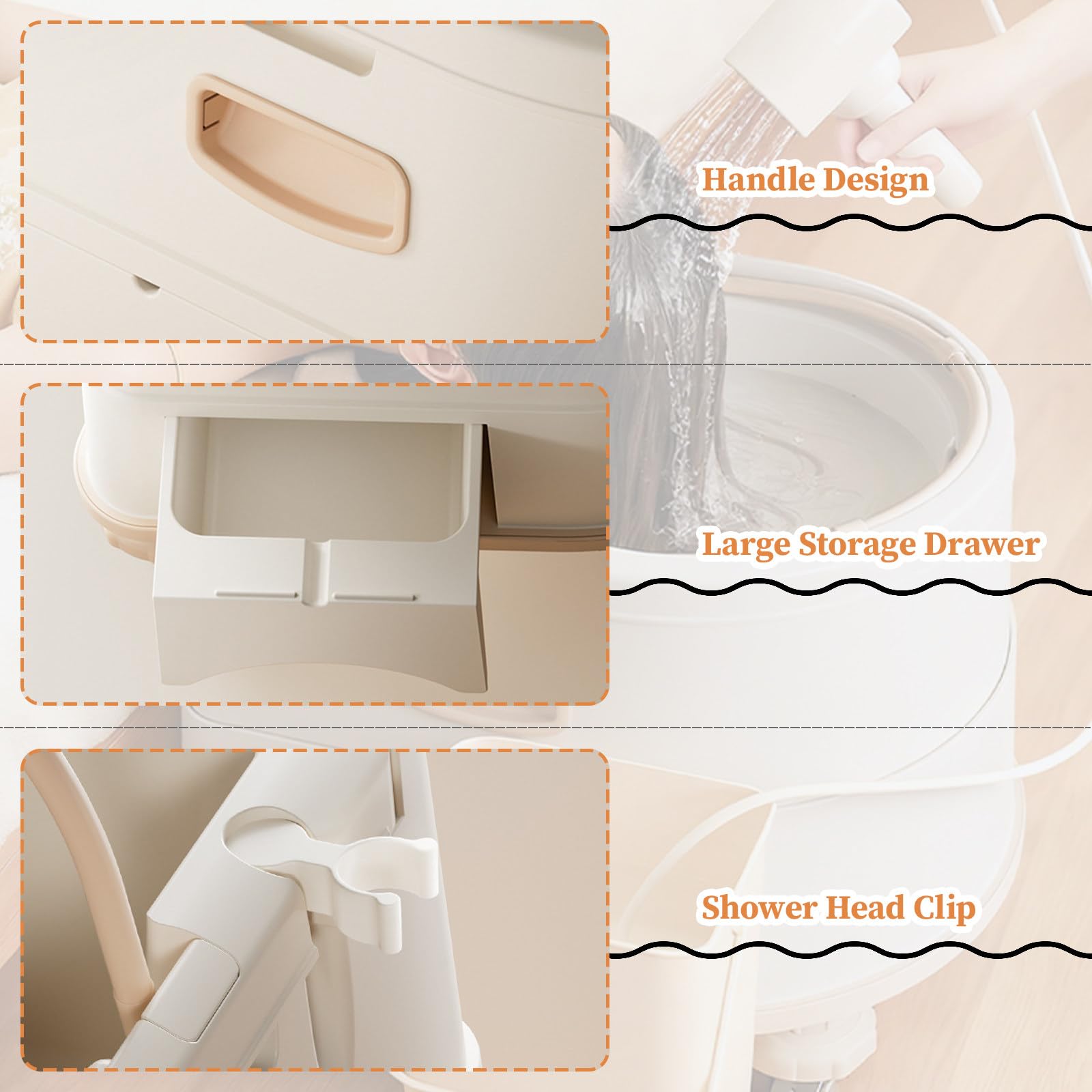 Lavacabezas Portátil, Lavabo Champú CirculacióN Agua, Equipo SPA JaponéS, Cama Champú Masaje, Ideal para el hogar y Salones de Belleza Apricot-Package2