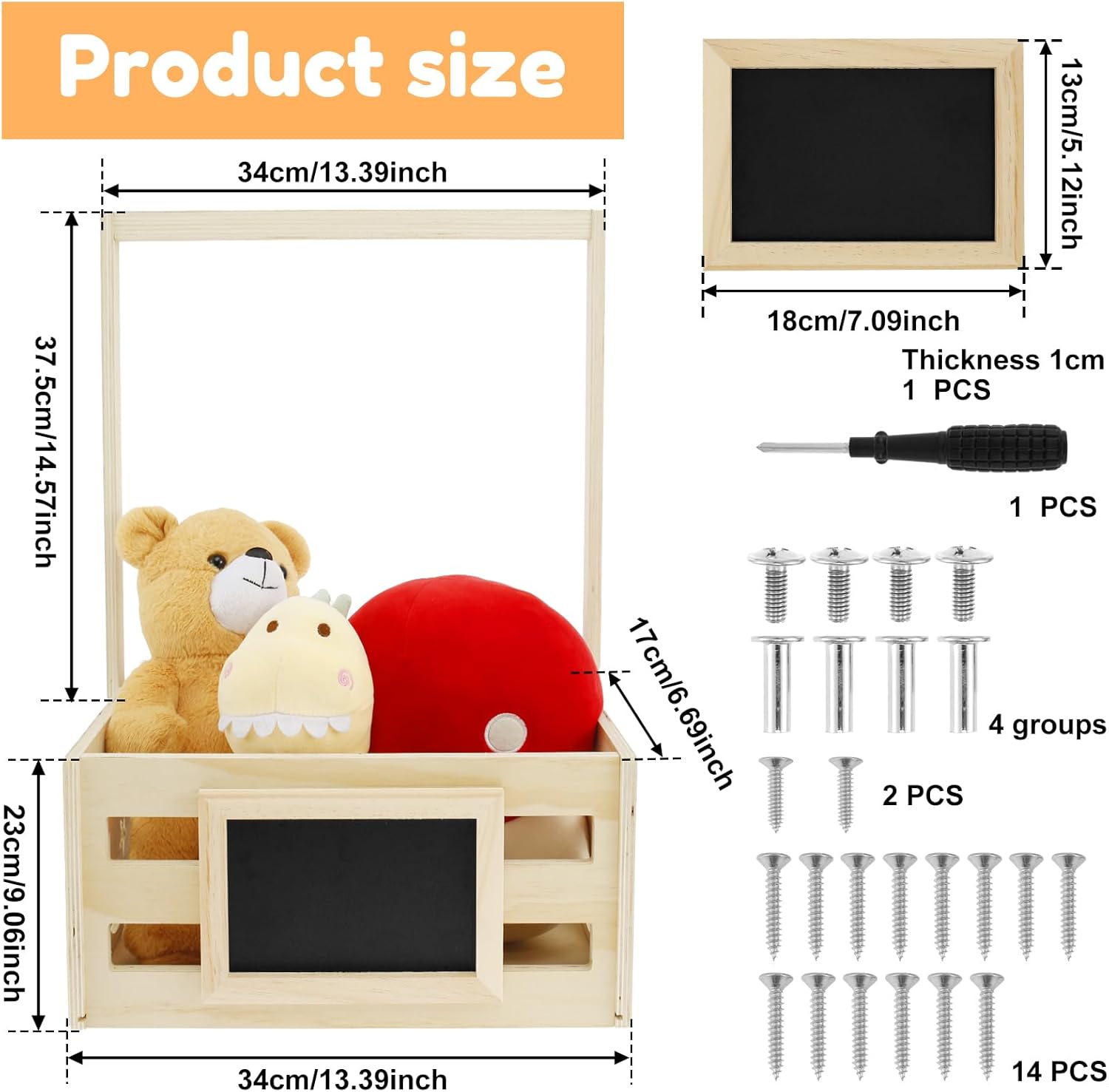 US Wooden Baby Shower Crate Closet Safe Baby Shower Basket with Handle Wooden Baby Storage Crate Hamper Decorative Baby Clothes Crate Box Baby Welcome Basket for Child Room(Blackboard)