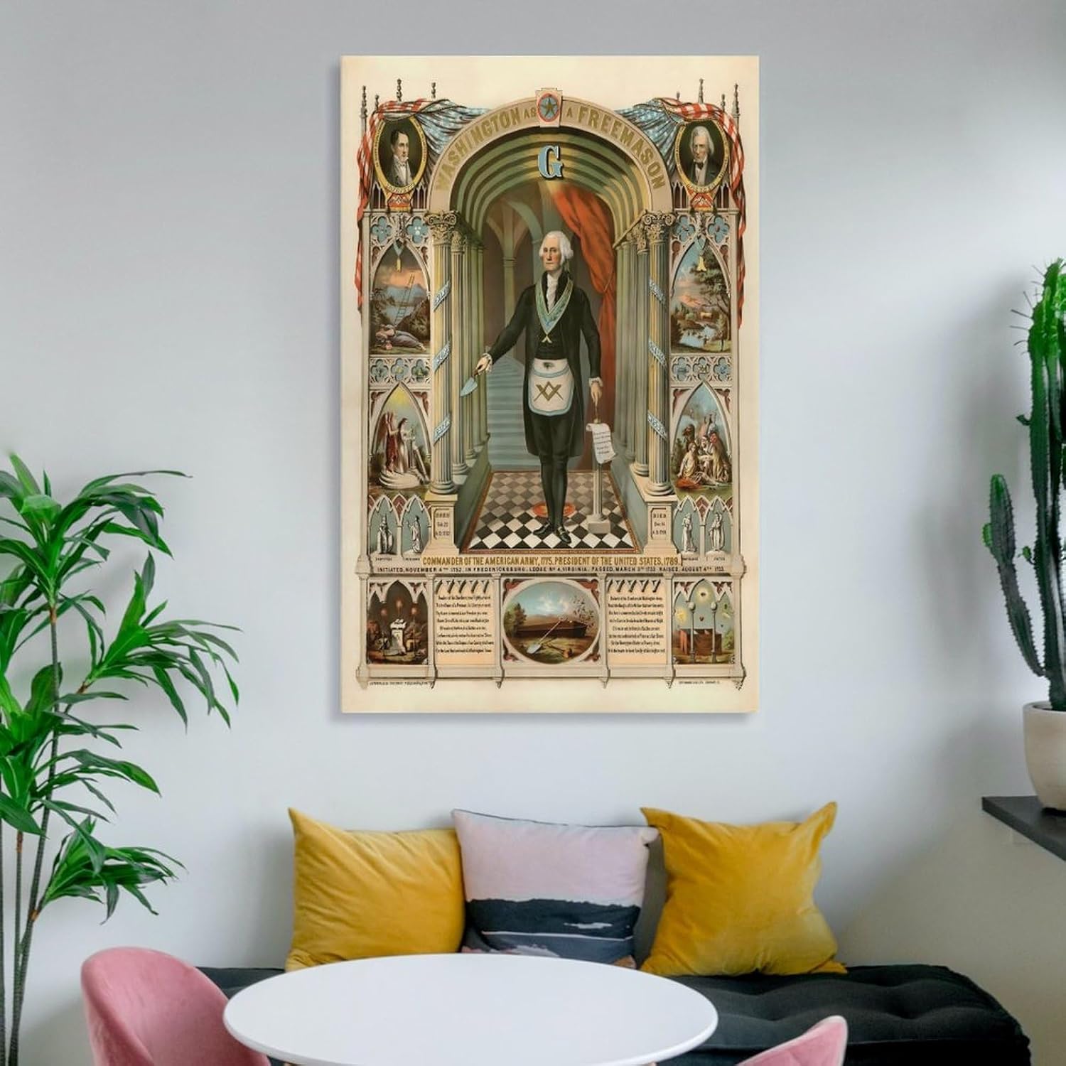 George Washington As A Freemason Poster Print Masonic Wall Art Canvas Print Home Decor Framed Picture for Office Living Room Patriotic History Decor 20x30inch(50x75cm)