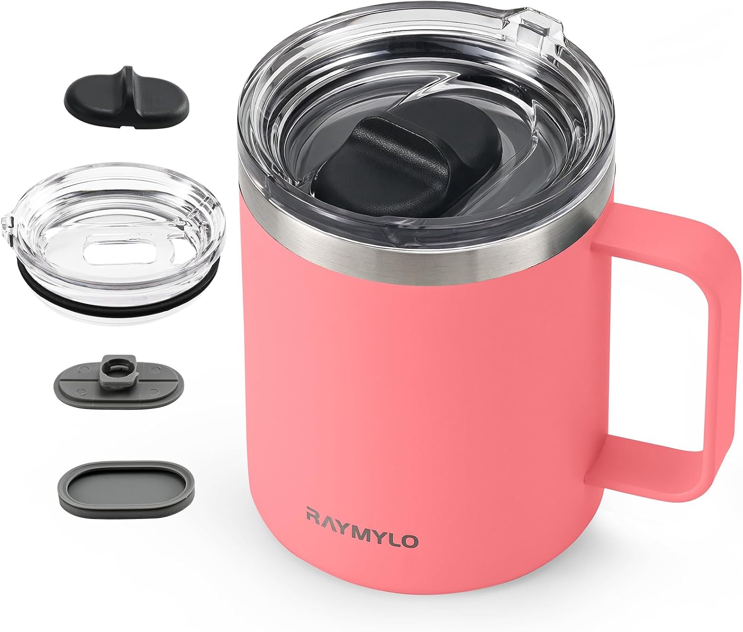 RAYMYLO Insulated Coffee Mug 24 oz, Spill-Proof & Detachable Slider Lid for Thorough Clean, Double Wall Stainless Steel Coffee Mug with Lids & Handle, Cold for 9 Hrs, Suitable for Camp Home Office