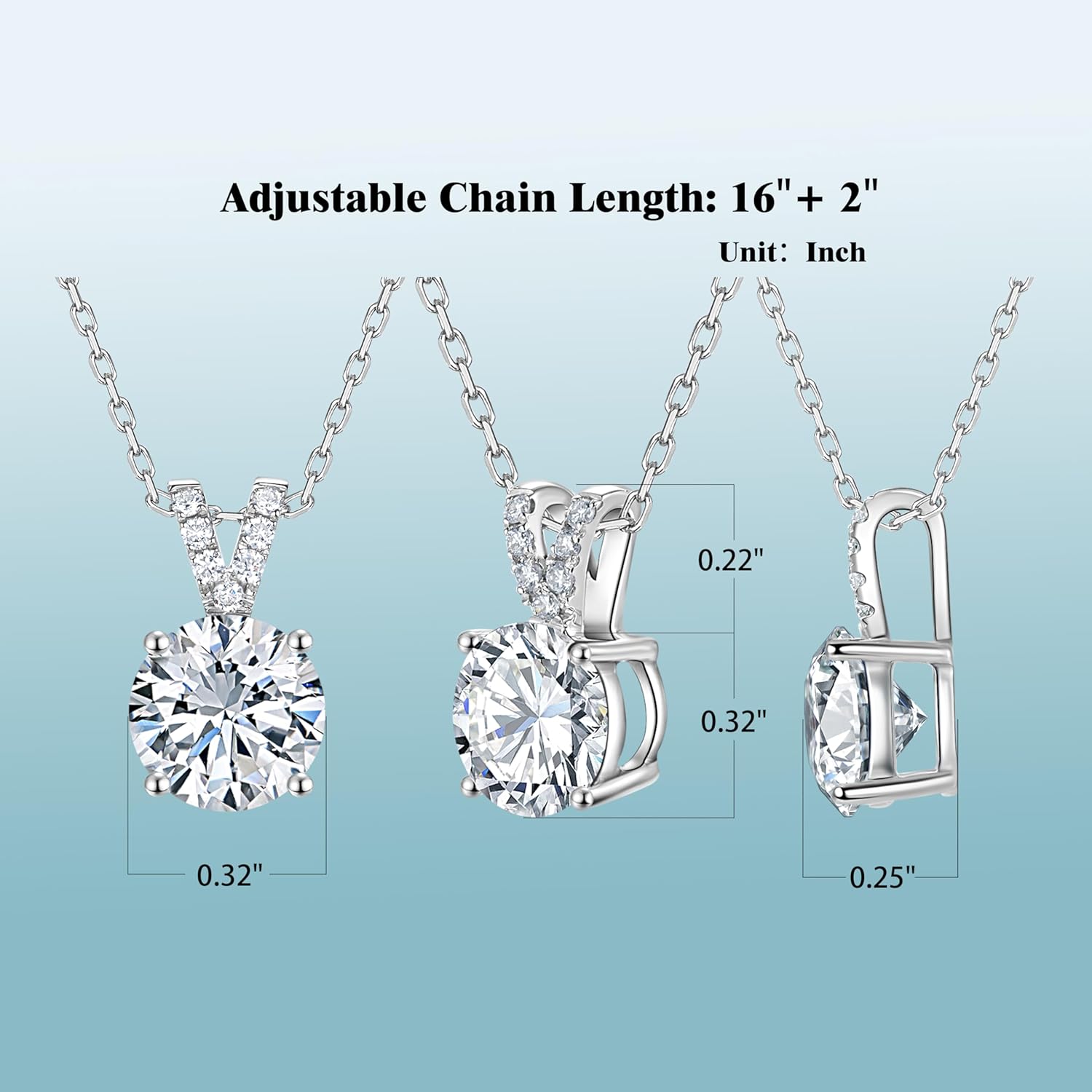 0.5 to 2 Carat IGI Certified LAB Grown Diamond Side Stones 14K White Gold Pendant Necklace Jewelry Gifts for Women, Clarity VVS1-VS1, D-F Color