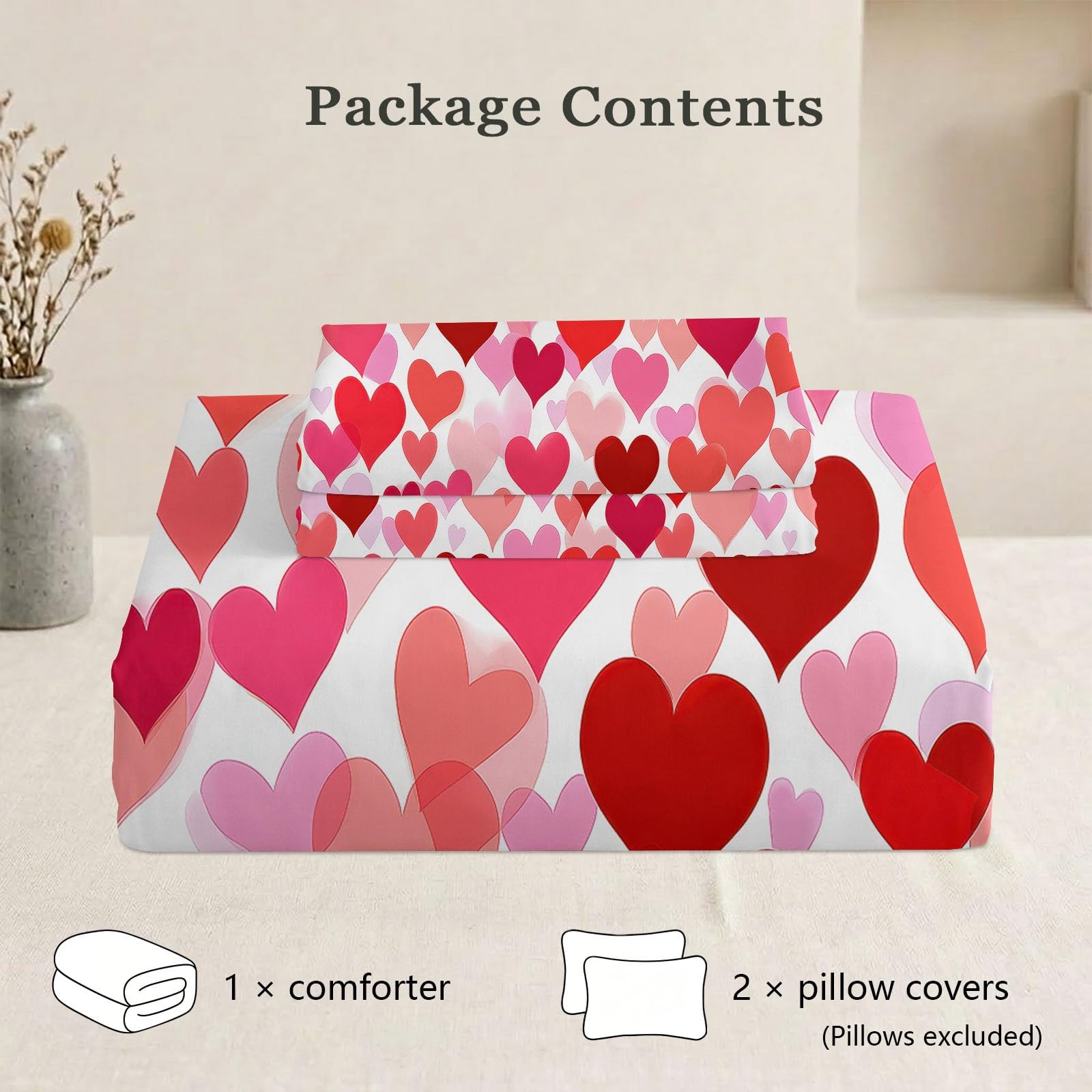 Bettdecke ohne Bezug 135x200 cm White Minimalist Flat Vector Style Antiallergisch Leichtsteppbett & Ganzjahresdecke - Waschbar mit 2 Kissenbezügen Heart Pink Tone Weiche und Atmungsaktive Wende