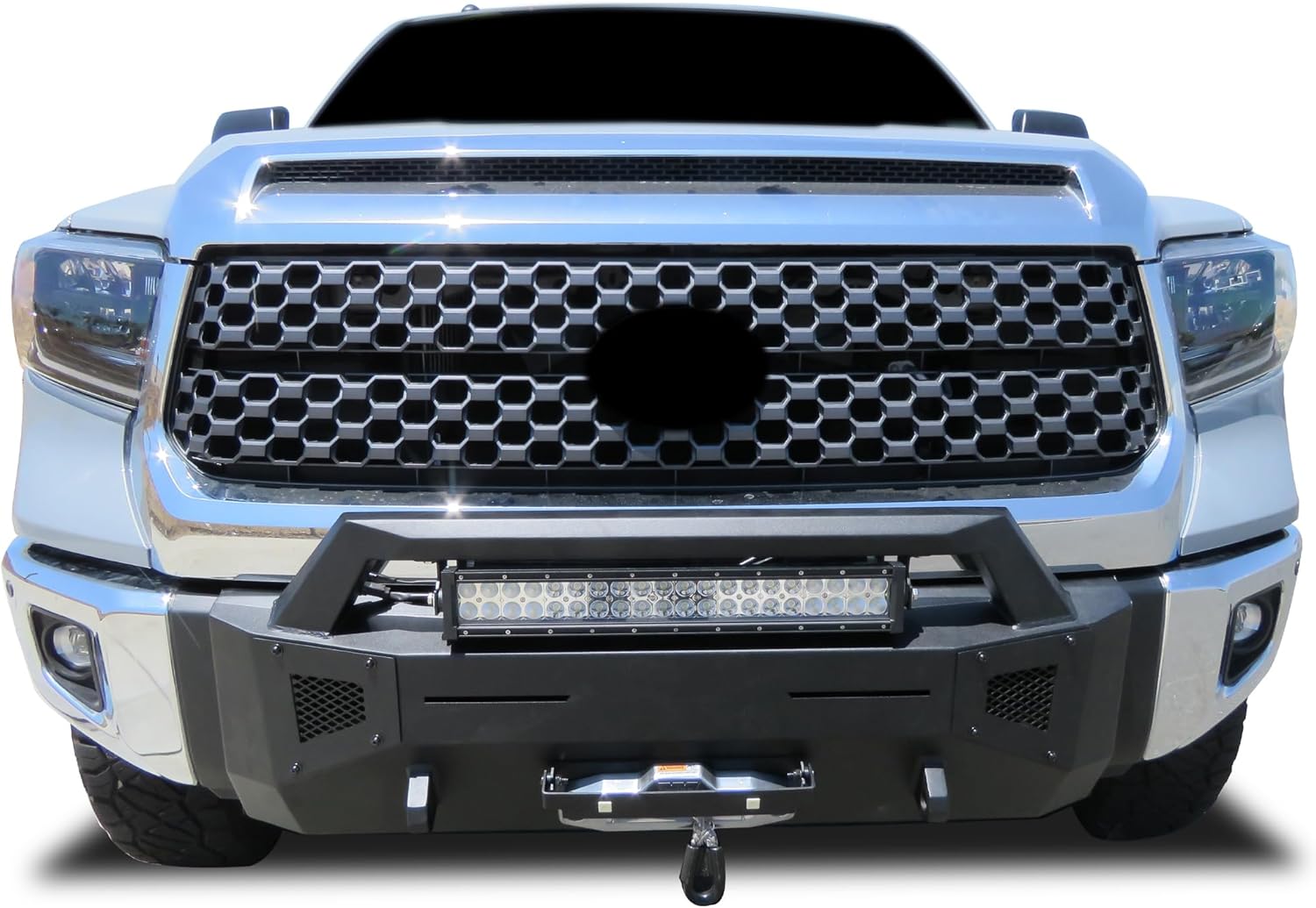 Black Horse Armour III Heavy Duty Front Winch Bumper Kit & Winch Textured Black Compatible with 2014-2021 Toyota Tundra-AR3HD63-W12