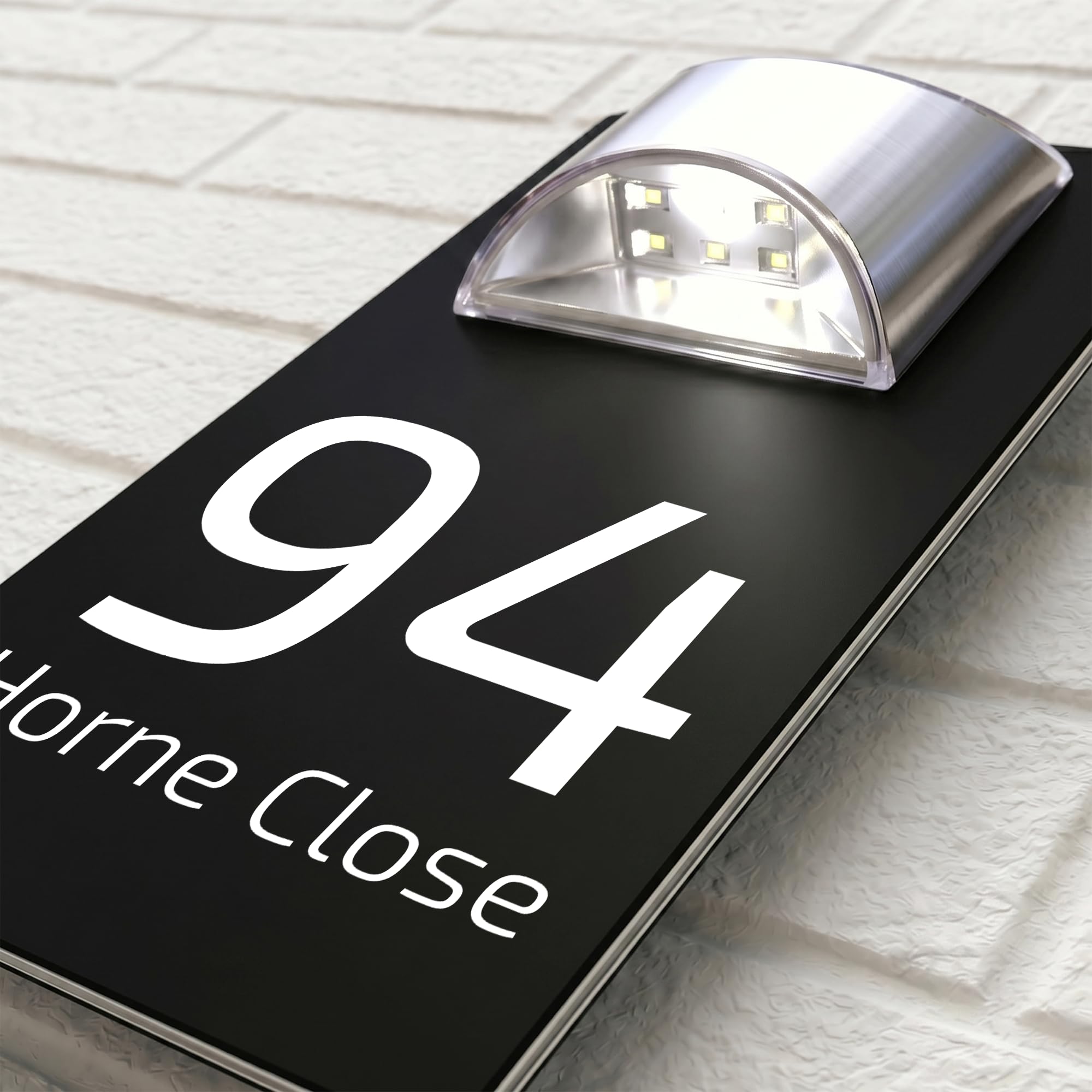 Housics Solar House Number Plaque, LED Door Sign, Black, 280mm x 160mm โ image 1