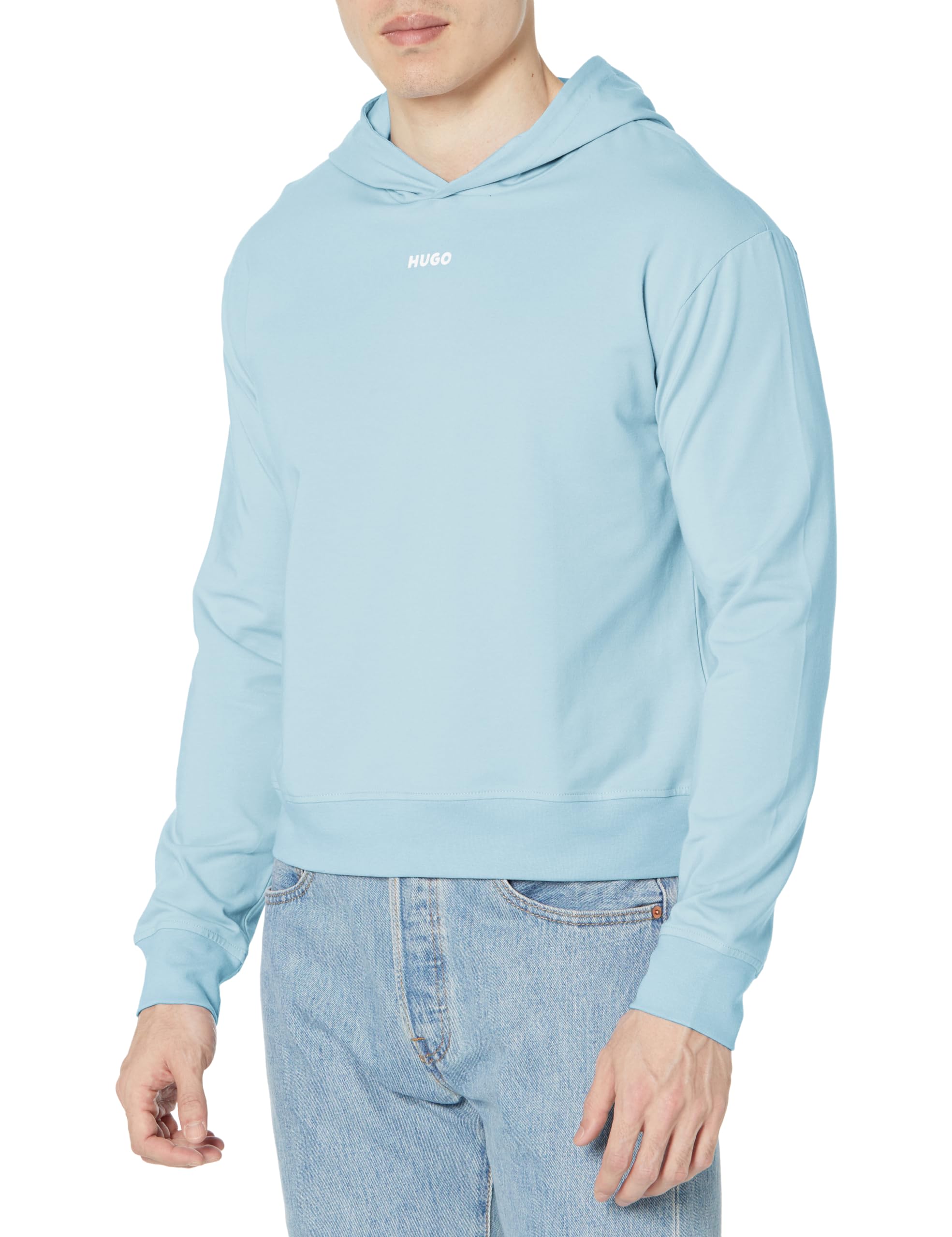 HUGO Women's Center Logo Relaxed Fit Hooded Sweatshirt, Mint, Large