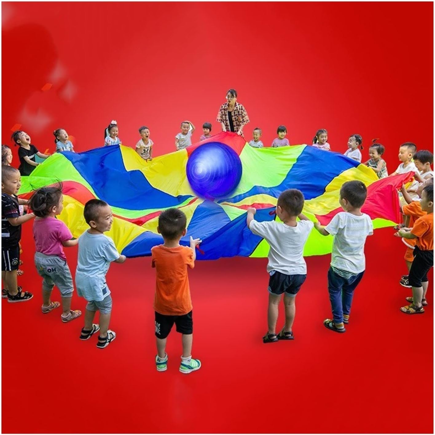 Play Parachute Rainbow Parachute with Storage Bag, Nursery Outdoor Activities Parachute, Balance & Coordination Training Parachute Parachute(4m/13.1ft)