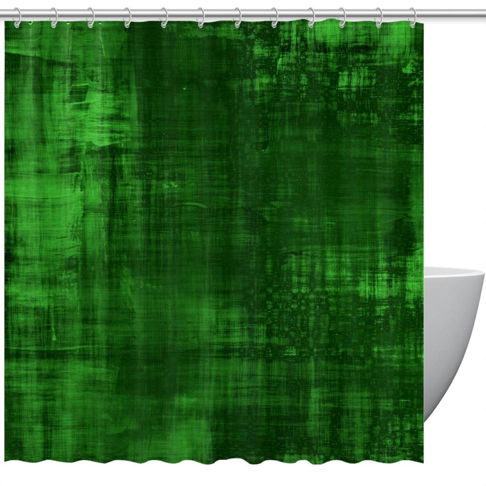 Rideaux de douche à fond vert 183x183 cm avec 12 crochets pour baignoire