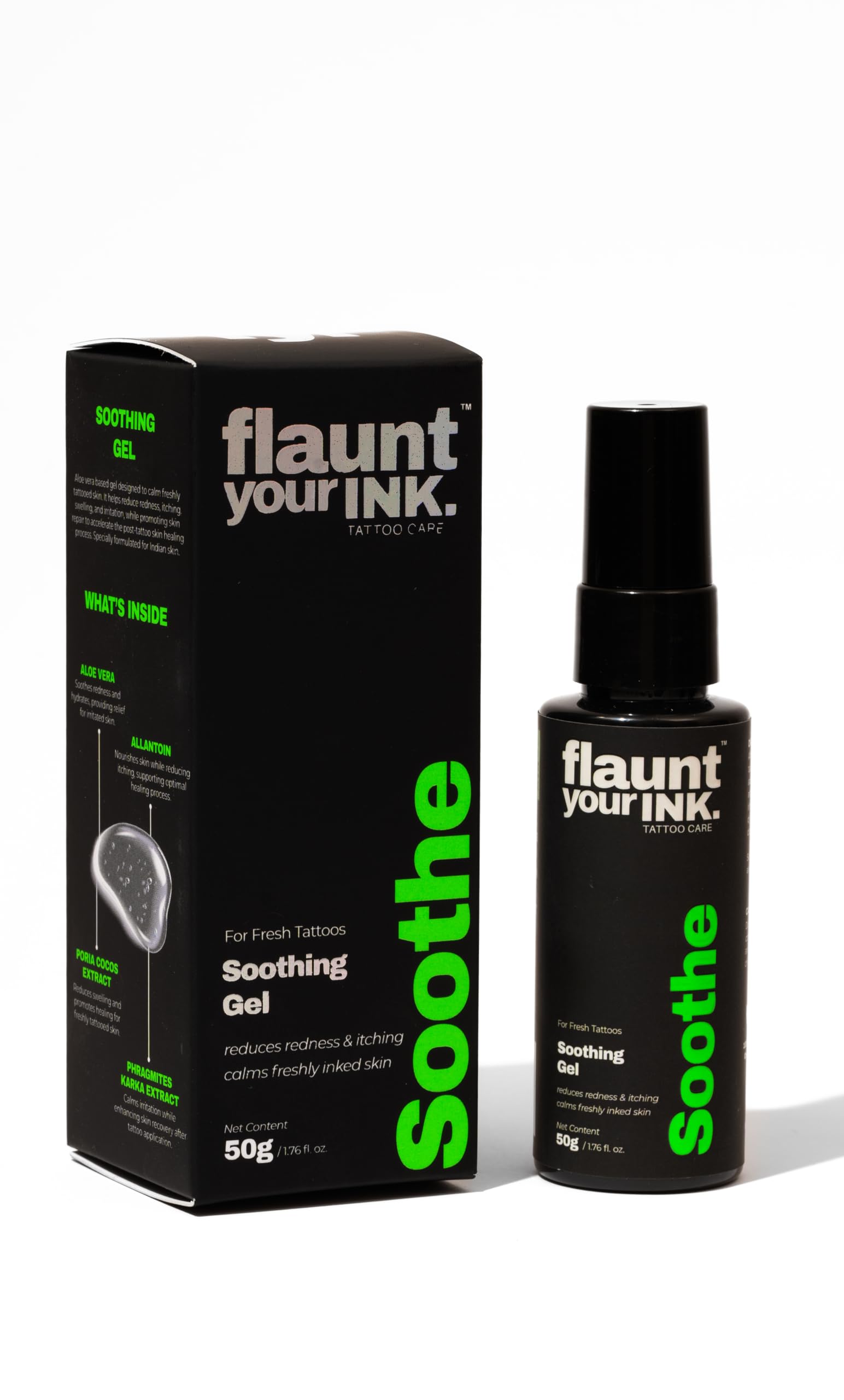 Flaunt Your Ink Tattoo Care Gel for Fresh Tattoos | Non-Greasy Soothing Formula with Aloe Vera & Allantoin | Supports Skin Recovery, Reduces Swelling, Itching & Redness | Petroleum-Free | 50ml-picture-36