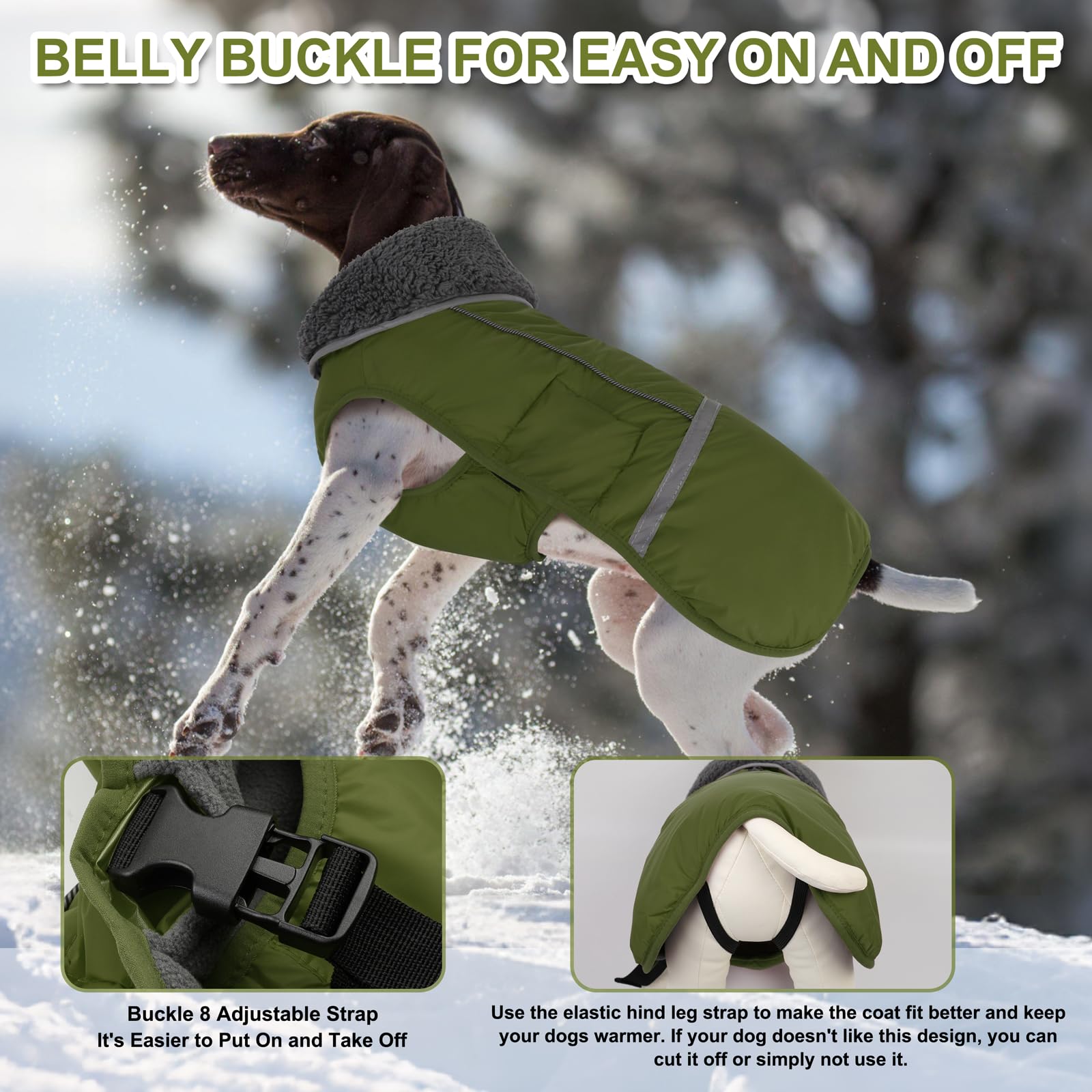 Doglay Cappotto, giacca impermeabile per il freddo con colletto in pelliccia spessa, giacca invernale riflettente calda fodera in pile, cappotto da neve per cani di taglia piccola, media e grande