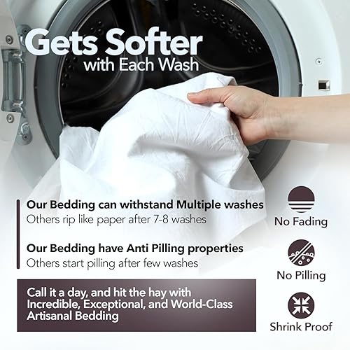 Miniatura 7 de TEXAS LINEN CO. Sábanas 100% de algodón egipcio tamaño California King - Juego de sábanas de lujo serie 2000, tamaño Cal King, tejido satinado suave