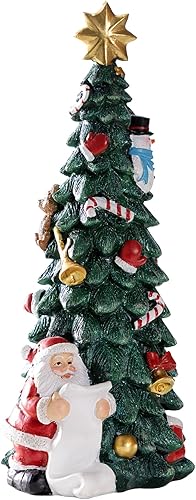 BUTILIVEEN Figuras de Navidad, Papá Noel de 10.83 pulgadas de alto con figura de árbol de Navidad, lista de Navidad de Papá Noel para decoraciones