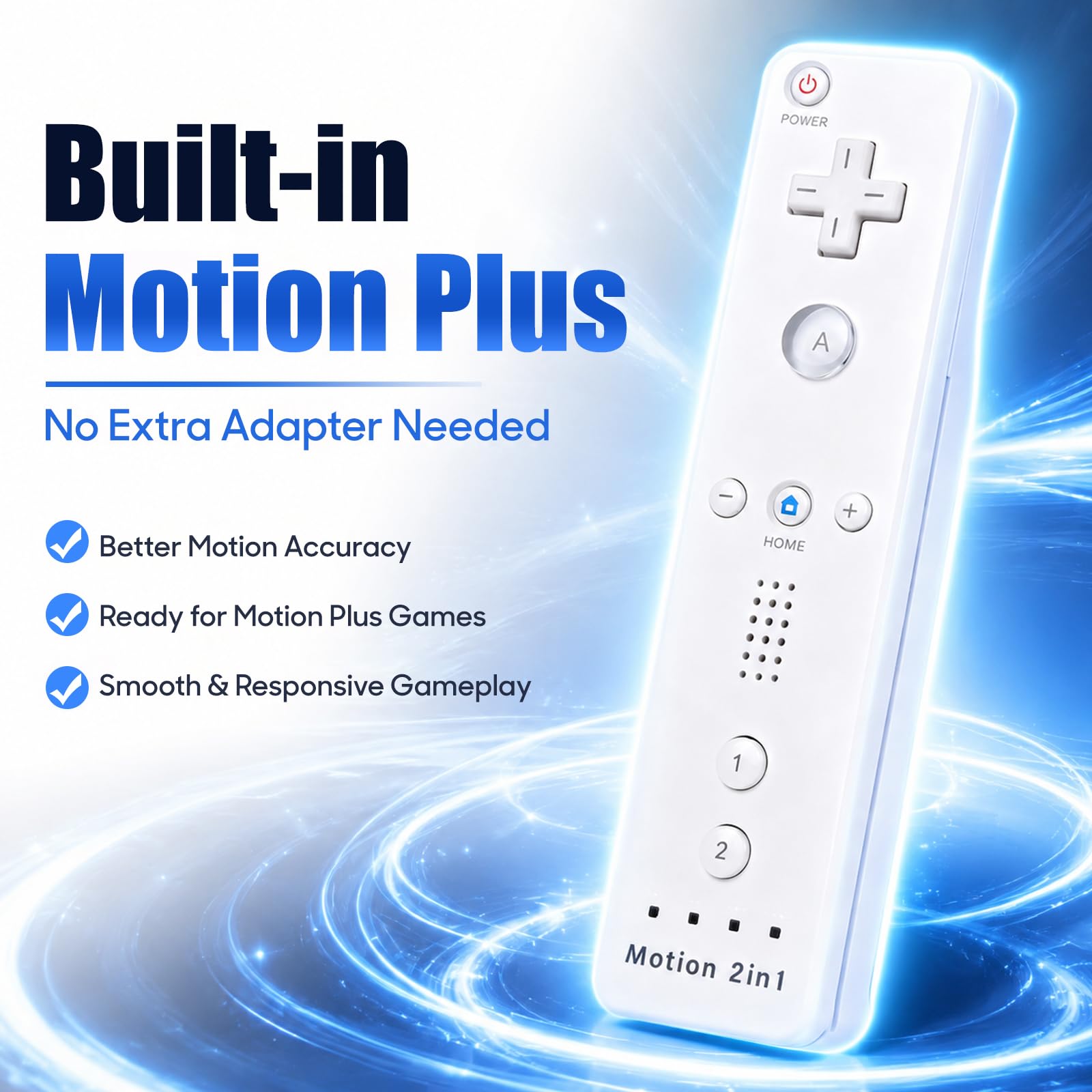 TechKen drahtlose Fernbedienung und Nunchuck,Spiel-Joysticks mit integriertem Motion Plus-Controller für Wii & Wii U 2 Weiß