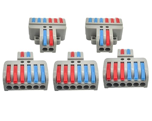 Miniatura 2 de Conectores de cable, conectores de tuercas de alambre de palanca compacta, terminales de cable de 2 en 6 salidas para conexión rápida 28-12 AWG, 5