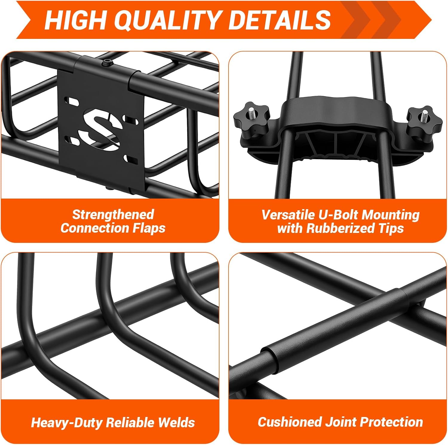Sailnovo Expandable Steel Roof Rack Cargo Basket 64x39x6in 200lbs