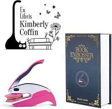 Custom Book Embosser | Custom Embossing Stamp for Books, Envelopes, Notebooks | Embossing Stamp Kit for Book Lovers & Libraries | Includes Pencil, Bookmark & 20 Gold Foil Sheets