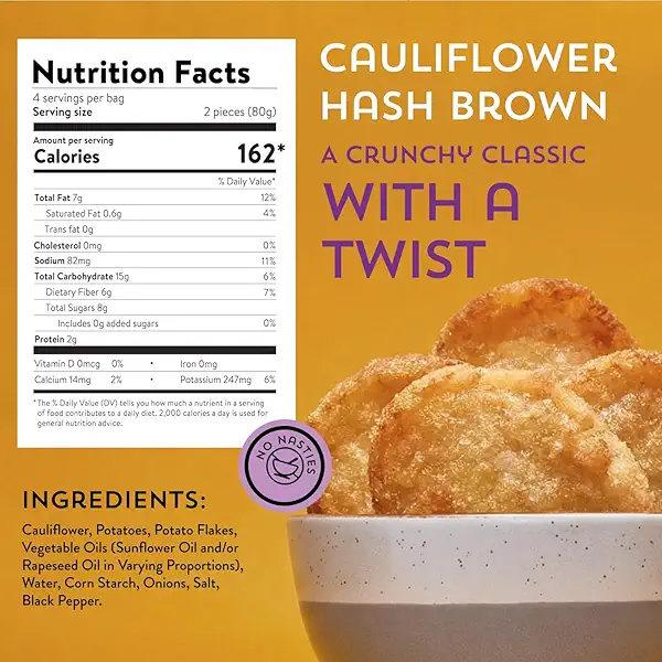 Strong Roots Cauliflower Hash Browns, 7 Frozen Patties, Vegan & Gluten Free, No Sugar, Low in Salt & Saturated Fat 2