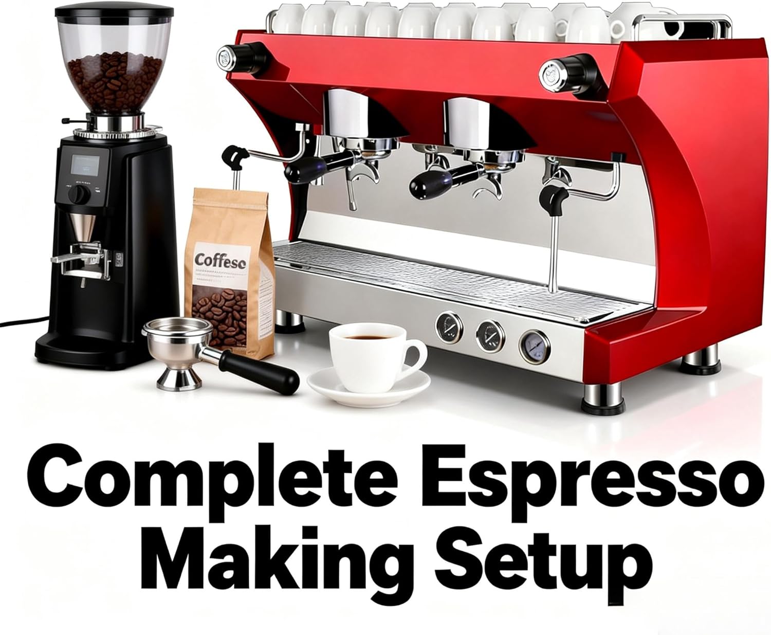 Industrial Espresso Machine - High Capacity Semi-Automatic with Volumetric Controls and Dual Boilers for Large Cafes, Commercial Espresso Maker with Pre-Infusion