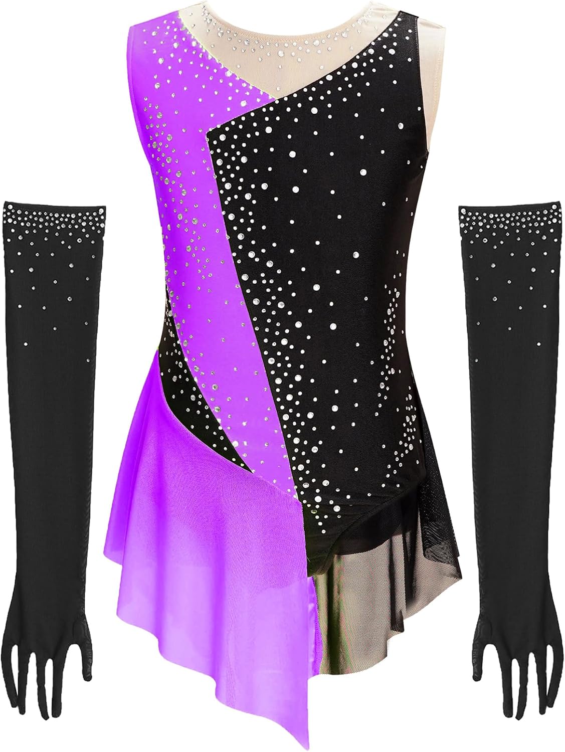 Shinsto Girls Figure Ice Skating Dress Ballroom Costume with Gloves