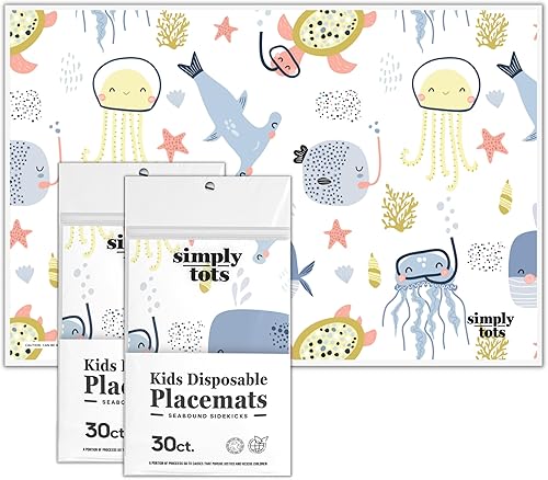 Manteles individuales desechables para niños pequeños, paquete de 60 manteles individuales desechables adhesivos para bebé con bonito estampado,