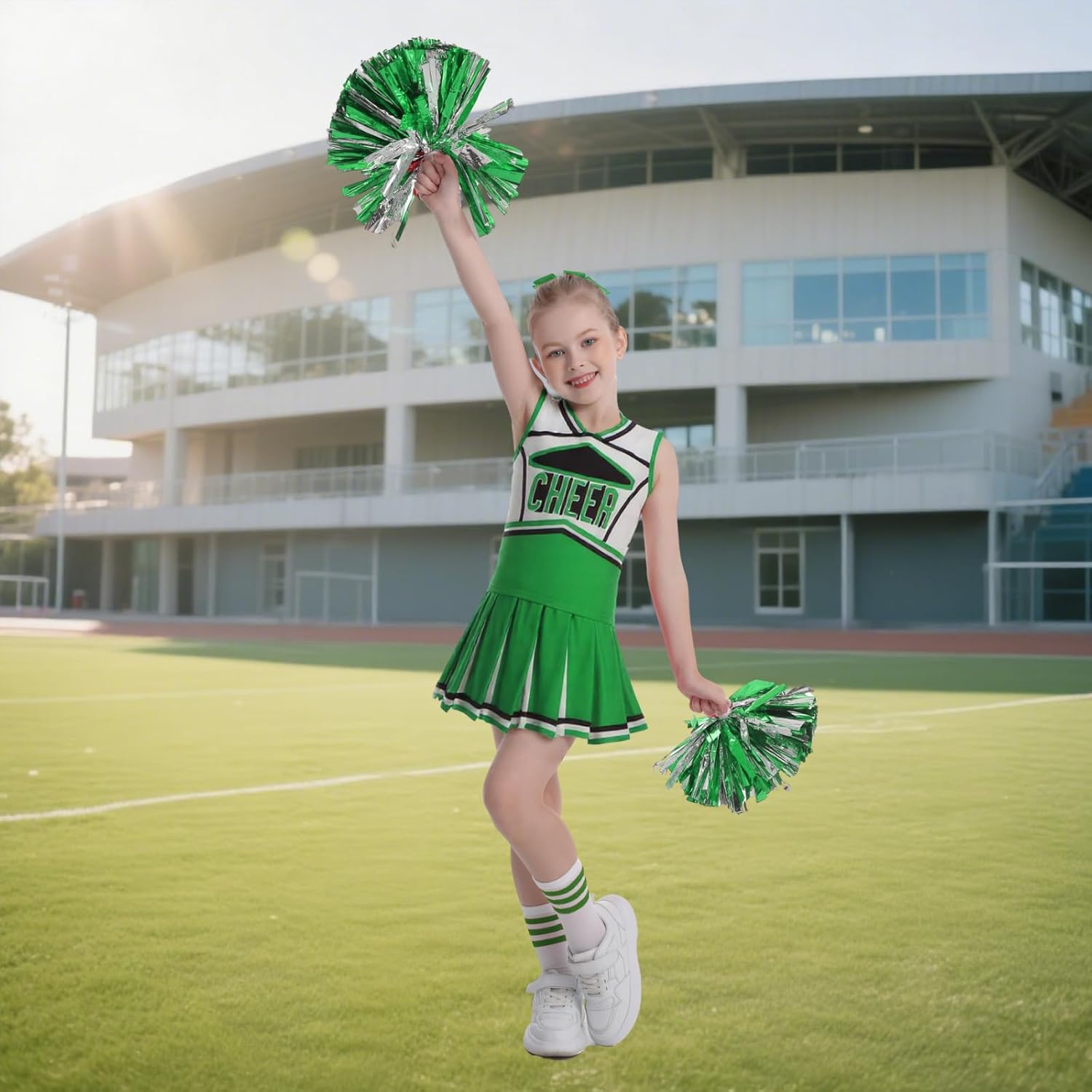 yolsun Cheerleader Costume for Girls Cheerleading Kids Dress up Halloween Cute Uniform High School Cheer leader Outfit