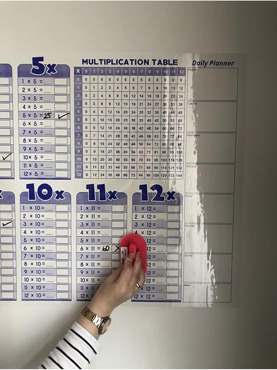 Holdable Paper Multiplication Table Writing Board Smart Paper Board English 100x56 Cm 1 Pen