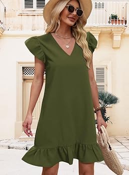 fitted summer dresses for women QACOHU 2026 Beach Vacation Sundress, Army Green The Black Tux Light Color:15.8x15.8x24inch/ 40x40x61сm/ Walnut color/ chest of drawers Summer Dresses Womens Ruffle F26CorrectStyle