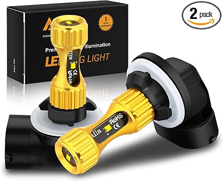Alla Lighting 889 881 LED Fog Lights Bulbs 3000lm Extreme Super Bright 898, 3K Amber Yellow