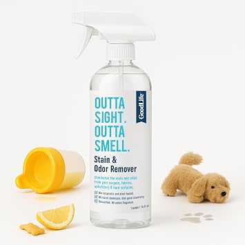 Natural Odor and Stain Remover Spray - Unscented Plant-Based Child and Pet Safe Cleaner Earth-Friendly Odor Eliminator Eco Cleaning Products for Home, Carpet, Upholstery 16 oz