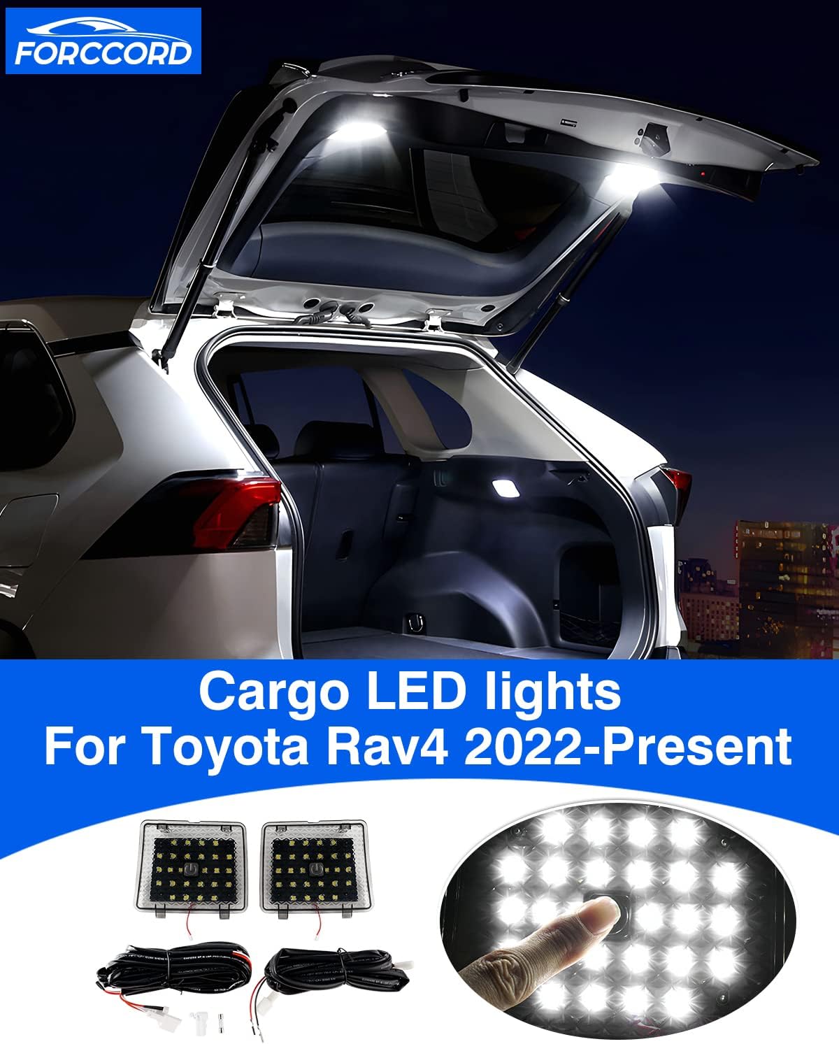 Fit for 2 PCS Cargo LED lights Toyota RAV4 2022 2023 2024 2025 Trunk Ceiling Lights Lamps Kit to Hatch Door Cargo Lamps Car Interior Lights Accessories (Not fit for 19-21 Rav4) Replacement