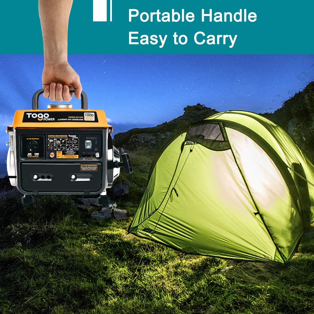 TogoPower Portable Generator 1000 Peak Watts 120 Volts Gasoline Powered - CARB Compliant for Backup Home Use&Camping-Small Power Gas Outdoor Generator : Patio, Lawn & Garden