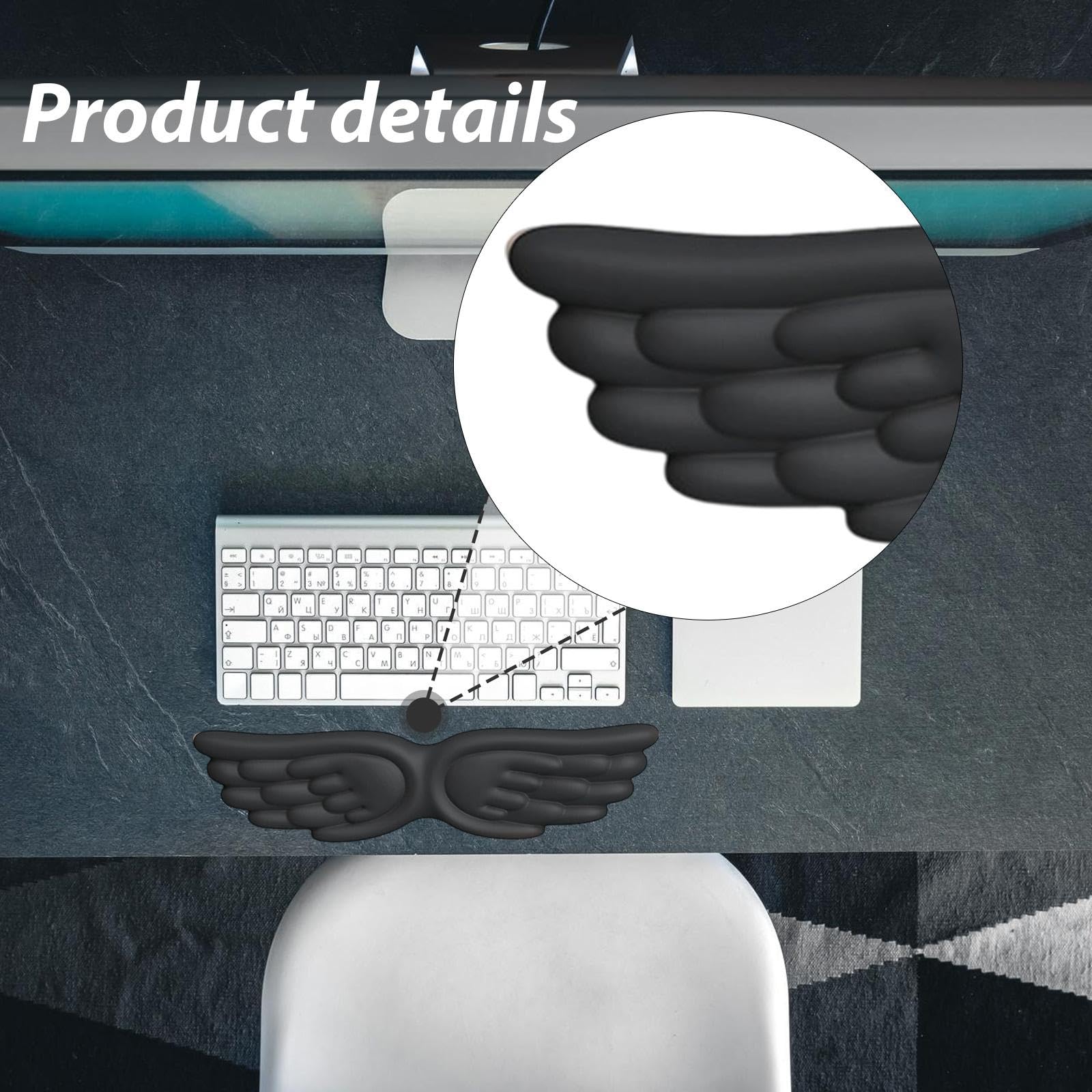 Reposamuñecas para Teclado de Muñeca Almohadilla de Silicona Función Ergonómica Superficie Antideslizante Apto para Oficina Hogar Taller, Negro