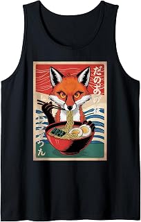 Ramen Japanese Funny Kawaii Fox Graphic Mens Gifts Anime Tank Top