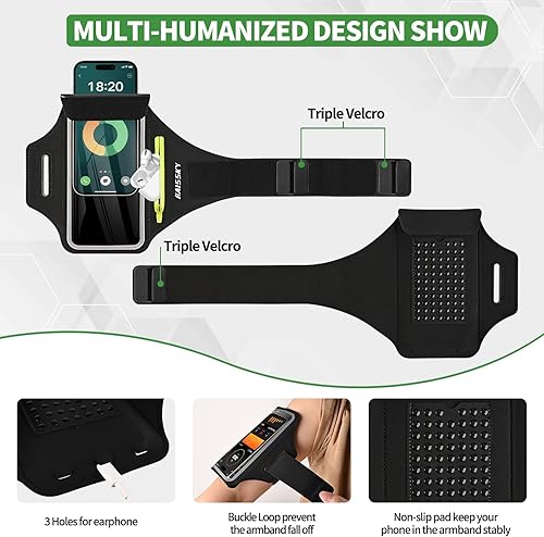 Miniatura 6 de Brazalete para correr con bolsa para auriculares para iPhone 161514 MaxProPlus y Galaxy S20S10, compatible con pantalla táctil, soporte para