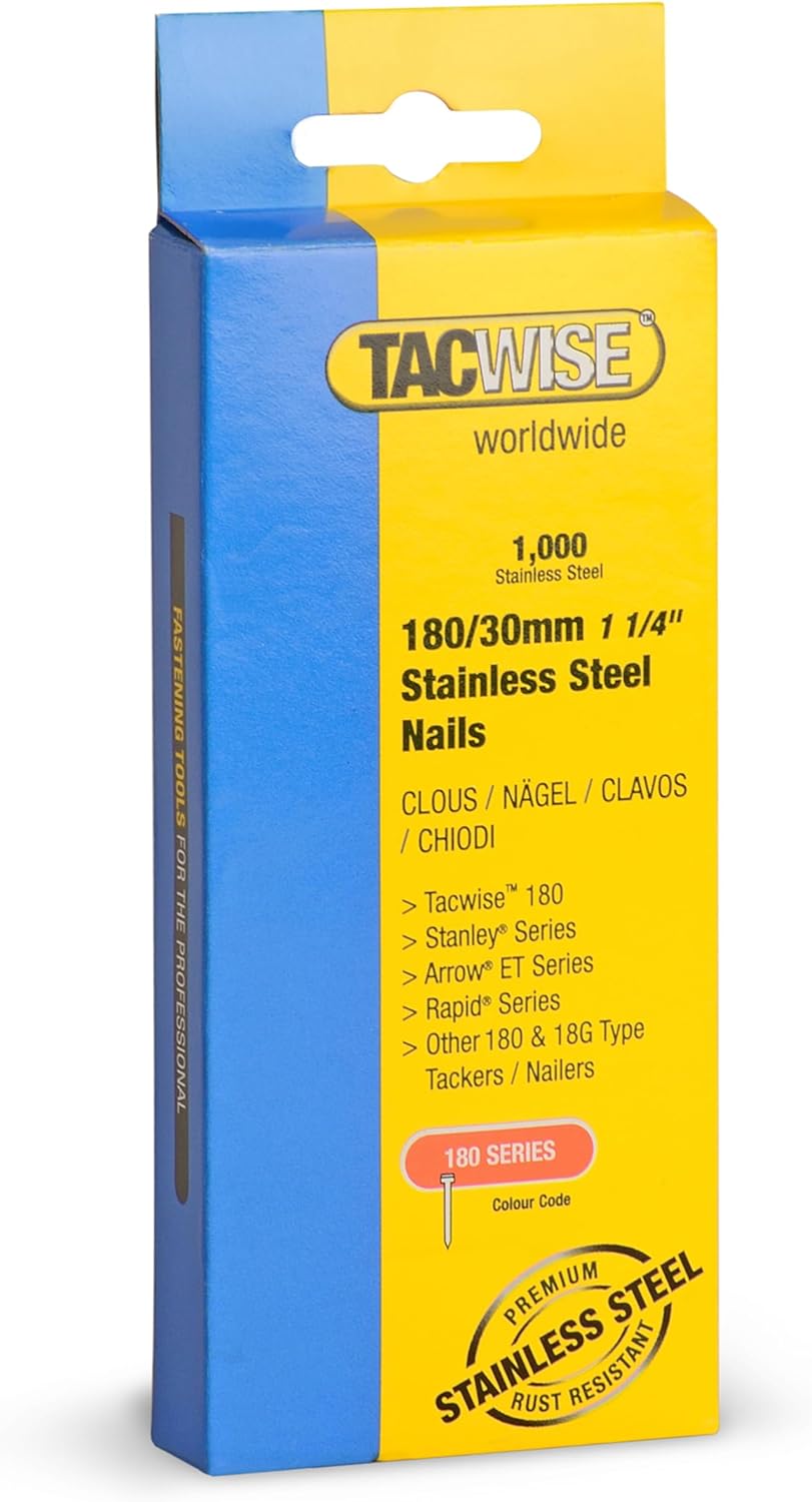 Tacwise 180/30mm Stainless Steel Brad Nails for Nail Gun(Pack of 1000)