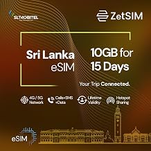 Sri Lanka Local eSIM | 10GB Data for 15 Days | 4G/5G High-Speed Data | One SIM for Lifetime | Instant QR Code Activation | Easy App Top-Up | Hotspot Sharing | No Contract Required