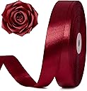 100 Yards 1 Inch Burgundy Satin Ribbon, Dark Wine Red Solid Craft Fabric Ribbon for Christmas Gift Wrapping, Bows Making, Flower Bouquet, Wedding Party Decoration